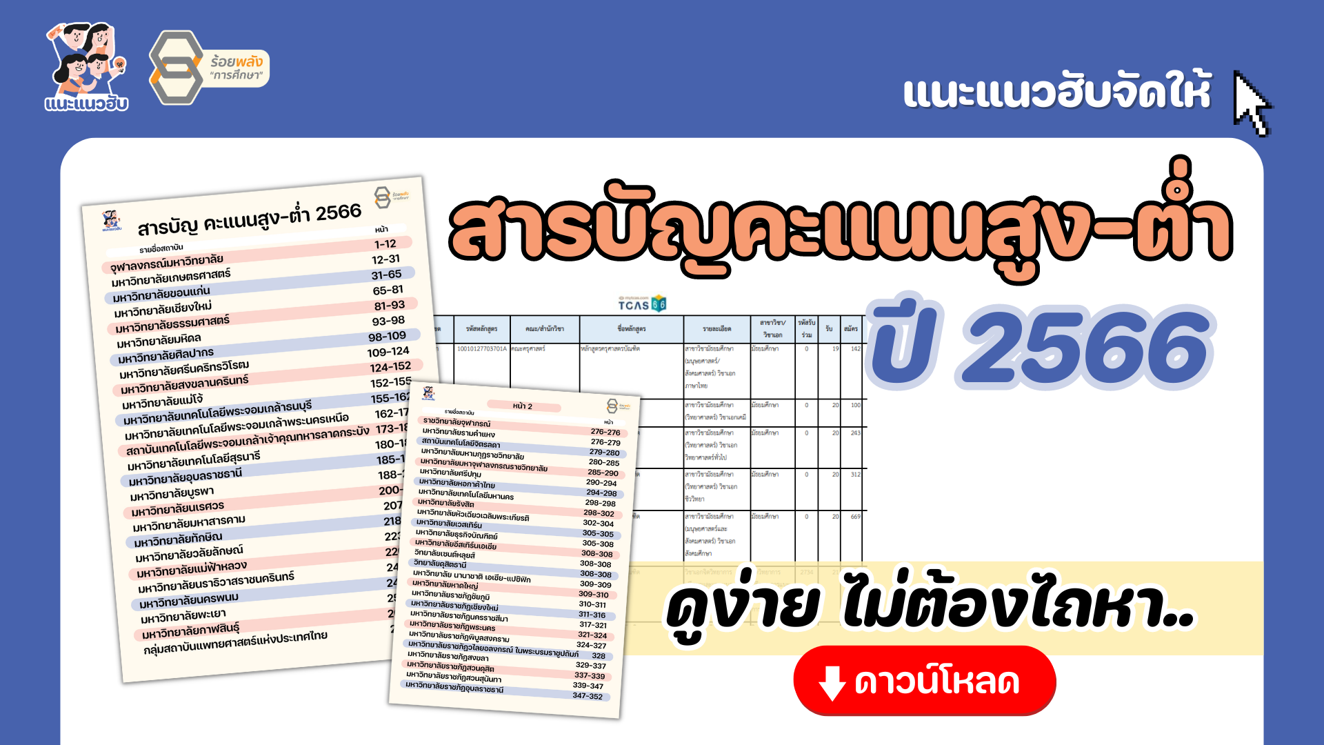โหลดฟรี สารบัญ คะแนนสูง-ต่ำ ปีล่าสุด